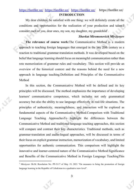 ethod emphasizes the importance of developing learners' communicative competence, which includes not only grammatical accuracy but also the ability to use language effectively in real-life situations. the principles of authenticity, meaningfulness, and interaction will be explored as fundamental aspects of the communicative method.comparison with traditional language teaching approachesto highlight the differences between the communicative method and traditional language teaching approaches, this section will compare and contrast their key characteristics. traditional methods, such as grammar-translation and audio-lingual approaches, will be discussed in terms of their focus on explicit grammar instruction, memorization of vocabulary, and limited opportunities for authentic communication. this comparison will highlight the innovative and learner-centered nature of the communicative method.significance and benefits of the communicative method in foreign language teachingthis section will outline the significance and advantages of adopting the communicative method in foreign language teaching. the benefits include increased learner motivation, improved speaking and listening skills, enhanced cultural …