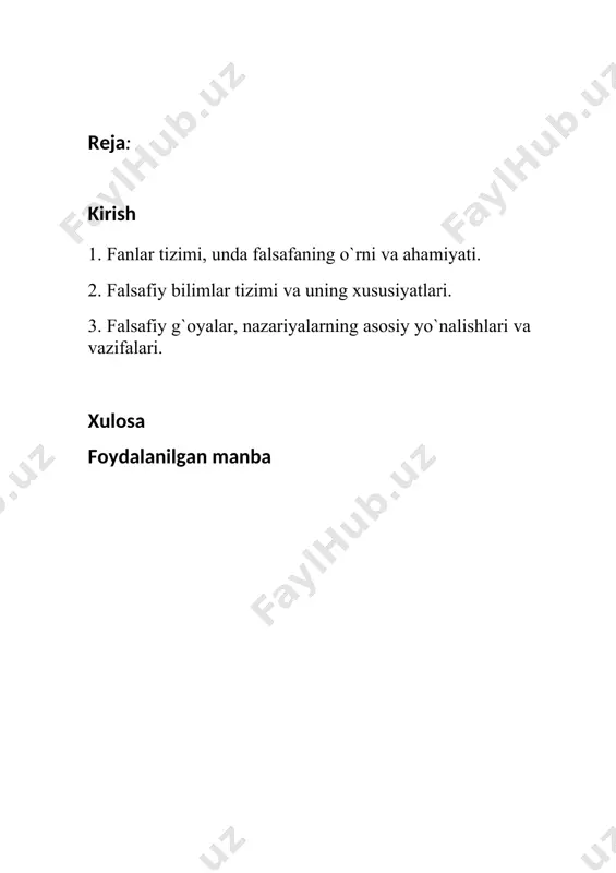 bi antik fanlarning ajralish jarayoni boshlandi. qolaversa, keyingi asrlarda ijtimoiy va antik fanlar tizimi shakllandi, ba’zi qadimiy antik fanlarning o`zi ham (matematika, fizika kabi) muayyan soxalarga (arifmetika, algebra va boshqalar) bo`linib ketdi. insonning tashqi olamni bilishga bo`lgan intilishi muayyan davrga kelib, falsafiy-nazariy bilimni tarixiy zaruratga aylantirdi. buning natijasida aqliy va jismoniy mehnat taqsimotining dastlabki shakli vujudga keldi va fanning nazariy jixatlarini o`rganuvchi kishilar toifasi paydo bo`ldi. avvalgi mavzuda ta’kidlab o`tganimizdek, olam va odamning yaralishi, mavjudlik va rivojlanish qonuniyatlarini afsona va rivoyatlar asosida tushuntirishni maqsad qilib olgan dunyoqarash soxasi «mifologiya» (mif — afsona, logos- ta’limot degani) deb ataladigan bo`ladi. iloxiy va ruxiy qarashlaring o`rni va ahamiyatini mutloqlashtiradigan tafakko`rning bir yo`nalishi «тeologiya» (teo — xudo, logos — ta’limot degani) degan nom oldi. shunday qilib, insonning bilish jarayoni takomillashib borgani sari mustaqil fanlar tizimi ham shakllanaverdi. jamiyat rivojining muayyan bosqichlariga kelib, mifologik, diniy qarashlar olamni bilish talablariga javob bermay qoldi. falsafadan fanlarning ajralib …