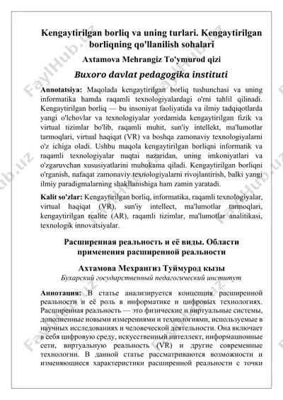 kengaytirilgan borliq va uning turlari — DOCX