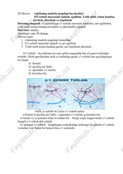 askarning mudofa jangdagi harakatlari — DOCX