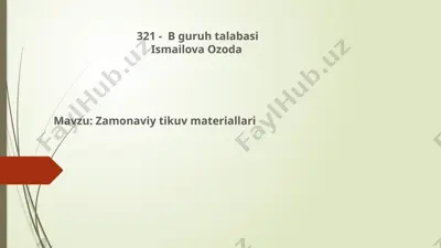 zamonaviy tikuv materiallari — PPTX