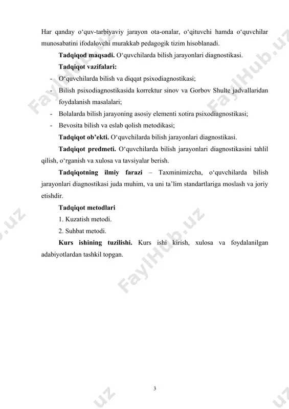 (1989). lekin bolalar taraqqiyotini psixologik diagnostika qilish metodlariga bag‘ishlangan amaliy tavsiyalar juda kam. (i.a.sikorskiy, 1901; e.klapared 1911; k.n.kornilov, 1921; i.v.kruk, 1983; a.s.spivakovskaya, 1988). pedagogika universitetlari va institutlari talabalari uchun pedagogik faoliyat amaliyotida qo‘llash mumkin bo‘lgan aniq psixologik metodlarni beradigan o‘quv qo‘llanmalar yo‘q. psixologiya bo‘yicha mavjud o‘quv qo‘llanmalar esa talabalarni bolalarni psixologik o‘rgani metod va metodikalar bilan juda oz darajada tanishtiradi. (v.s.muxina, 1985; m.v.gamezo, i.a.domashenko, 1986).[footnoteref:2] [2: joraboyev, b. (2020). nemis tilida juft otlar va ulaming o' zbek tilida ifodalanishi. science and education, 1(special issue 4).] ilk bolalik davrining psixodiagnostikasi turli yosh davrlarida bola rivojlanishini baholash imkonini beradigan uning psixik taraqqiyot me’yorlariga mos yoki mos emasligini aniqlash, mavjud me’yordan chetga chiqishlarini aniqlash, uni tuzatishning individual choralarini rejalashtirish va oldini olish bo‘yicha vositalar va metodlar majmuidan iborat. turli yosh davridagi bolalar guruhini tekshirishda psixodiagnostika metodikalari o‘z xususiyatlariga ega. masalan, chaqaloqlik davridagi bolalarni tekshirishda sensomotor harakatlarni o‘rganishga mo‘ljallangan metodlar qo‘llaniladi: boshini ushlab turishi, …