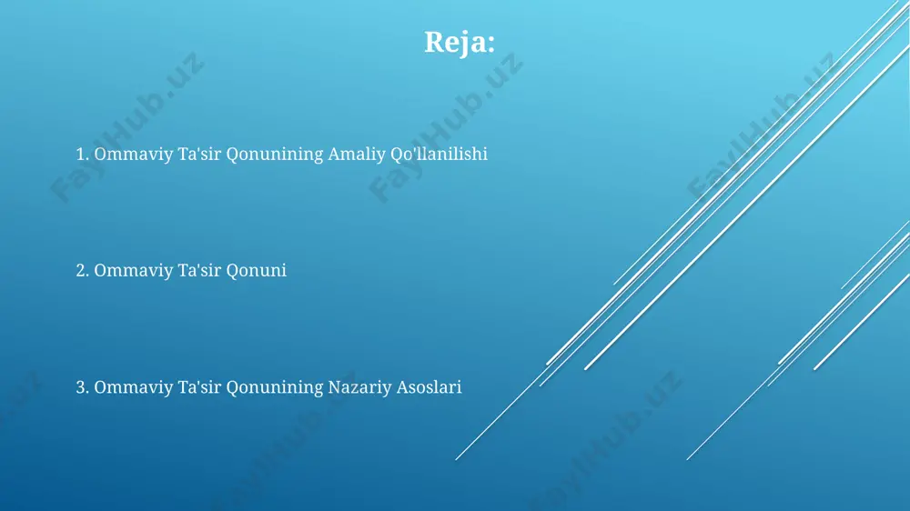 sharoitlarda 37 daraja selsiy temperaturadagi fermentativ reaksiyalarda bu qonunning cheklovlari mavjud. ommaviy ta'sir qonuni va sanoat jarayonlari ommaviy ta'sir qonuni, 200°c da ishlaydigan ammiak ishlab chiqarish zavodlarida (masalan, navoiy viloyatidagi zavodlarda) reaksiya tezligini optimallashtirish uchun muhim ahamiyatga ega. kimyoviy muvozanatni 1:3 nisbatda vodorod va azotdan ammiak hosil qilish jarayonida (haber-bosch jarayoni) boshqarishda ommaviy ta'sir qonuni qo'llaniladi. o'zbekistonning kimyo sanoatida, xususan, 500 tonnadan ortiq mahsulot ishlab chiqarish quvvatiga ega korxonalarda, mahsulot hosil bo'lish darajasini oshirish uchun ommaviy ta'sir qonunidan foydalaniladi. ommaviy ta'sir qonunining tibbiyotdagi qo'llanilishi qon plazmasida 5 mmol/l konsentratsiyada mavjud bo'lgan glyukoza darajasini boshqarish uchun, diabet kasalligida, insulinning qo'llanilishini optimallashtirishda ommaviy ta'sir qonuni muhim rol o'ynaydi. bu jarayonlar toshkentdagi endokrinologiya markazlarida kuzatiladi. ommaviy ta'sir qonuni, 200 mg dozali ibuprofen preparatining qondagi konsentratsiyasi va yallig'lanish reaksiyasining susayishi o'rtasidagi bog'liqlikni aniqlashda, ya'ni, to'qimalardagi yallig'lanish mediatorlarining konsentratsiyasini kamaytirishda qo'llaniladi. o'pka alveolalarida kislorod va karbonat angidrid gazlarining almashinuv jarayonini tushuntirishda, 760 mm hg bosim …