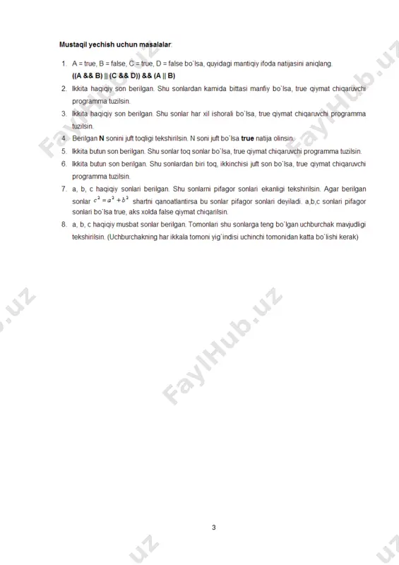 amaliy dars: c# dasturlash tilida mantiqiy amallarga oid masalalarni yechish - Page 3