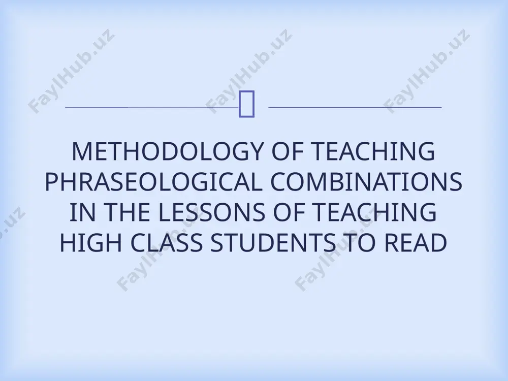 tasks received: 1. the development of the understanding of the essence of reading and the speech of a student 2. scientific theories to shape student speechand reading skills by age 3. to provide upper-grade students with a deeper explanation of the grammatical and lexical laws of the english language 4. to use different exercise systems to help students to learn english phraseological units easily and quickly and keep them in mind  method (from greek word "metodos" refers to the way of knowing or researching, theory, doctrine meaning) - practical and theoretical acquisition, assimilation, study of reality, instructions for knowledge, a set of methods, creation and justification of philosophical knowledge the method is counted. the history of the origin of the method goes back to the practical activities of people. one the person who owns the method of performing the work is able to do this work more easily, quickly …