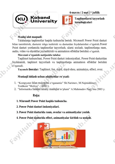 taqdimotlarni tayyorlash texnologiyalari — PDF