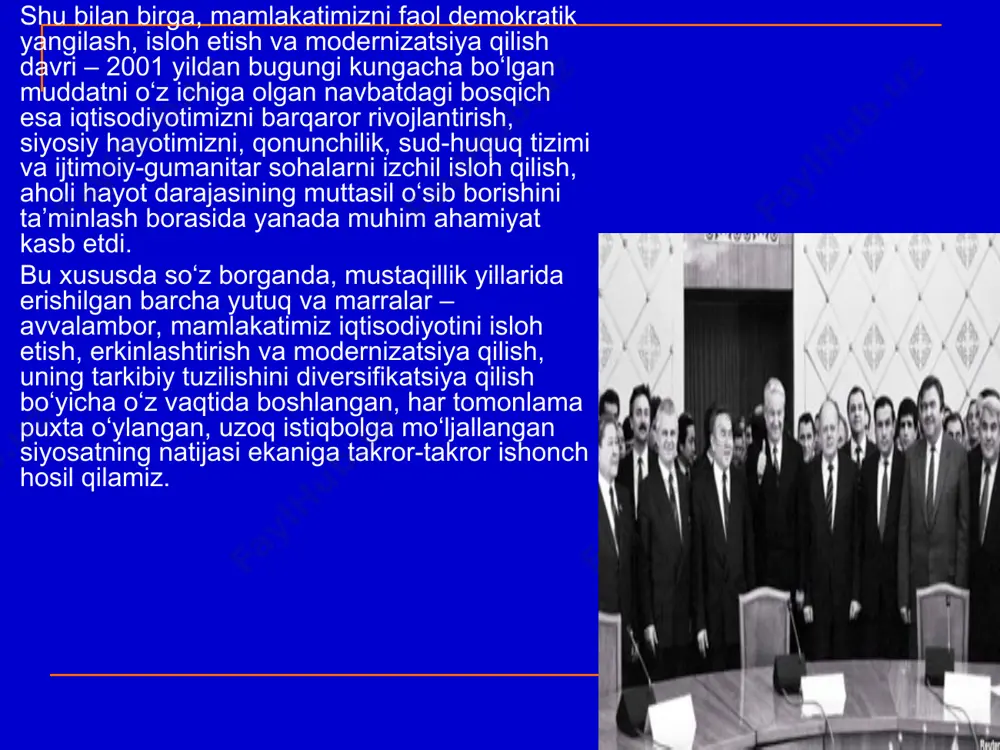 rda, 22, 2 foizi buxoro va 11, 3 foizi xorazm respublikalarida yashar edi. o`zbeklar tassr aholisining 61,1 foizini tzshkiletar edi. o`rta osiyo dagi jami turkmanlardan 42,2 foizi turkistonda, 27,0 foizi buxoro va 29, 8 foizi xorazmda yashar edi:o`rta osiyo tojiklaridan 47,7 foizi turkiston va 52, 3 foizi buxoroda yashar edi 1924-yil 25-sentabrda milliy davlat chegaralanishi masalasini hal etish uchun toshkentda turkiston mikning favqulodda xii sessiyasi bo`lib o`tdi. sessiya o`zbek, qirg`iz, qozoq, tojik, turkman xalqlari ishchi va dehqonlarining istaklarini inobatga olgan holda ularga tassr tarkibidan chiqishga va o`zlarining mustaqil o`zbekiston va turkmaniston sovet sotsialistik respublikalarini, qoraqirg`iz va tojik avtonom viloyatlarini tuzish to`g`risida qaror qabul qildi. turkiston mik turkiston va markaziy osiyoning barcha xalqlariga quyidagicha murojaat qildi. turkistonning milliy davlat chegaralanishi millatlar o`rtasidagi munosabatlarni tartibga solishda o`rta osiyoxalqlarining mustahkam milliy tinchligini ta`minlashda tengsiz qadamdir. milliy-davlat chegaralanishi orqali biz millatlar o`rtasidagi tinchlikni va millatlarning bir-biriga o`zaro ishonchini сheksiz darajada mustahkamlaymiz.