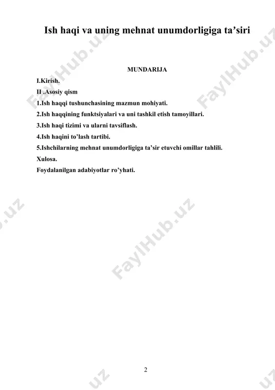 on resurslarini, ayniqsa, ularning intellektual xususiyatlarini yanada samarali rivojlantirish va ulardan foydalanishda namoyon bo‘ladi. buni raqamli iqtisodiyotning faol rivojlanishi va yuqori intellektual xususiyatlarga ega, jumladan, raqamli kompetensiyalarga ega mutaxassislarga talab ortib borayotgani ham tasdiqlaydi. ushbu tendensiya, xususan, mehnat va bandlik modelining o‘zgarishi va raqamli mehnat imkoniyatlarining kengayishi natijasida shakllanadi. shu munosabat bilan, faoliyatning barcha sohalarini raqamlashtirish sharoitida mehnat unumdorligini oshirish maqsadida intellektual resurslardan foydalanishning zamonaviy texnologiyalarini shakllantirish, ishlab chiqish va joriy etish zarur. maqolada raqamlashtirish tendensiyasi sharoitida iqtisodiy rivojlanishning bugungi realliklariga mos keladigan mehnat resurslarining intellektual xususiyatlaridan foydalanish texnologiyalari muhokama qilinadi. 1. ish haqining asosiy tushunchalari va turlarini o'rganish: ish haqining iqtisodiy va ijtimoiy ahamiyatini aniqlash. 2. mehnat unumdorligi tushunchasini o'rganish: unumdorlikni o'lchash usullari va uning mehnat faoliyatiga ta'sirini baholash. 3. ish haqi va mehnat unumdorligi o'rtasidagi bog'liqlikni tahlil qilish: yuksak ish haqining xodimlar motivatsiyasiga va mehnat unumdorligiga ta'sirini o'rganish. 4. amaliy tadqiqot o'tkazish: o'zbekistonning turli sohalaridagi ish haqining mehnat …