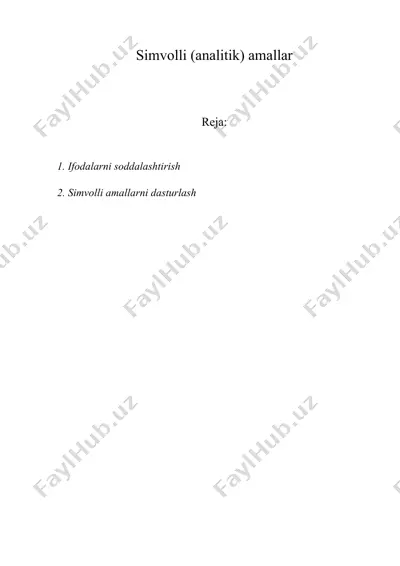 simvolli (analitik) amallar — DOC