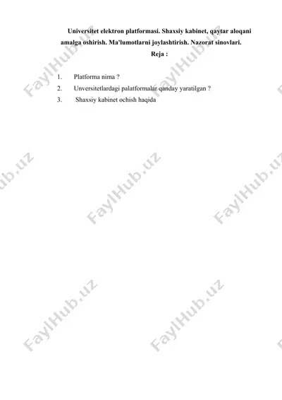 elektron universitet platformasi — DOCX