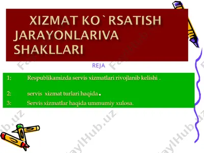 xizmat ko’rsatish jarayonlariva shakllari — PPTX