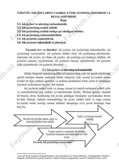 ish joylarini tashkil etish, ixtisoslashitirish va rejalashtirish — PDF