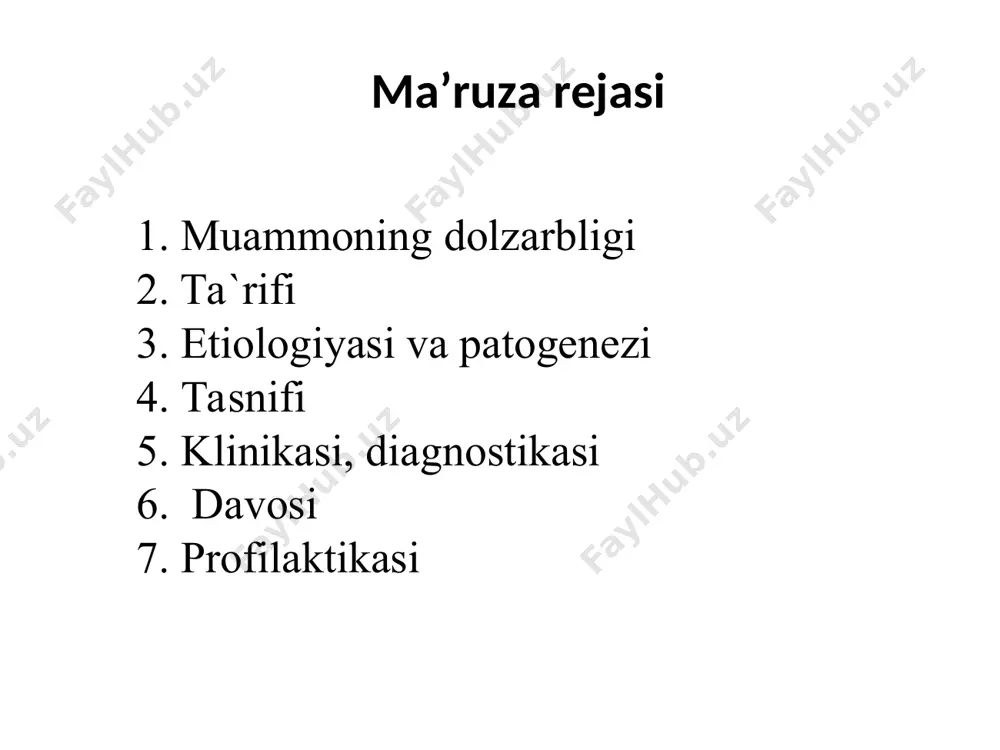 “revmatizm bo’g’imlarni yalaydi, yurakni tishlaydi” deb ko’rsatganlar. keyinroq botkin tomonidan revmatizmda ko’pchilik a’zolar – buyrak, teri, asab sistemasi, o’pka zararlanishini ko’rsatgan, ya’ni revmatizm – polivisseral kasallik. j. b. bouillaud, 1796–1881 g.i.sokolskiy (1813-1877) o’rining stollerman tomonidan 1997 yilda taklif etilgan ta’rifiga ko’ra o’ri – bu moyilligi bo’lgan kishilarda a-guruhdagi streptokokkli faringitning asorati bo’lib, streptokokk epitoplariga autoimmun javob va inson organizmidagi teri, bo’g’im, yurak, bosh miya kabi to’qimalarining o’xshash epitoplariga kesishgan reaktivlik rivojlanishi bilan xarakterlanadi. etiologiya a guruhidagi β-gemolitik streptokokk - ri rivojlanishi bilan yakunlanadigan zararlanishning eng ko’p uchraydigan sabablaridan biri. ri rivojlanishi shartlari – burun-xalqum infeksiyasi va uning yetarlicha samarali davolanmasligi o’tkir streptokokkli infeksiya o’tkazganlarning 0,3-3% ri bilan kasallanadi ri streptokokkli infeksiya natijasida rivojlanishi gipotezasini 1935 yilda taniqli terapevt, akademik n.d. strajesko ilgari surgan: «revmatizm – bu sezuvchanligi yuqori bo’lgan organizmdagi sepsisdir. bunda immunologik reaktivlikning oshishi muhim rol o’ynaydi. agar o’tkir revmatizm rivojlanishida streptokokkli infeksiya muhim rol o’ynasa, revmatizm surunkali kechishga …
