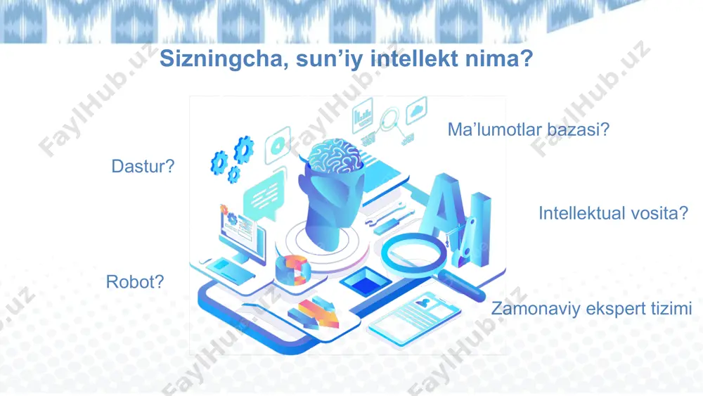 chun 2 ta qiziqarli hayotiy misol keltir. hayotiy misolning har biri 20 ta so‘zdan iborat bo‘lsin. natijani jadval ko’rinishida yubor”. ❌ noaniq so‘rov: “fizika faniga doir misollar keltir”. maqsadni aniq ko‘rsating ✅ aniq so‘rov: “9-sinf fizika fani “kristal va amorf jismlar” mavzusi bo‘yicha o‘quvchilarning qiziqishini oshirishga yordam beruvchi interaktiv topshiriqlarni ishlab chiqishga doir tavsiyalar ber”. ❌ noaniq so‘rov: “fizikaga doir interaktiv topshiriq”. chatgpt vositasi orqali o‘quv va metodik resurslarini yaratish 15 so‘rovni qo‘shimcha tafsilotlar bilan boyiting chatgpt yoki alternativ boshqa dasturlarga batafsil va aniq so‘rovlarimizga kutilgan javobni olmaganda so‘rovni qo’shimcha tafsilotlar bilan boyitish lozim. o‘zingizning oldingi tajribangizni ko‘rsating ✅ aniq so‘rov: “men maktabda o‘quvchilarni baholashda elektron testlar foydalanaman, baholashni yanada samarali qilish uchun tavsiyalar ber”. ❌ noaniq so‘rov: “o‘quvchilarni baholashni yaxshilashga tavsiyalar ber”. chatgpt dasturidan foydalanish ilova (dastur) chatgpt.com 16 chatgpt dan foydalanib o‘z faningizga doir amaliy mazmuni ishlab chiqing: (500 ta so‘zdan iborat) 17 bosqichlari mavzu tanlash o‘zingizning fan …