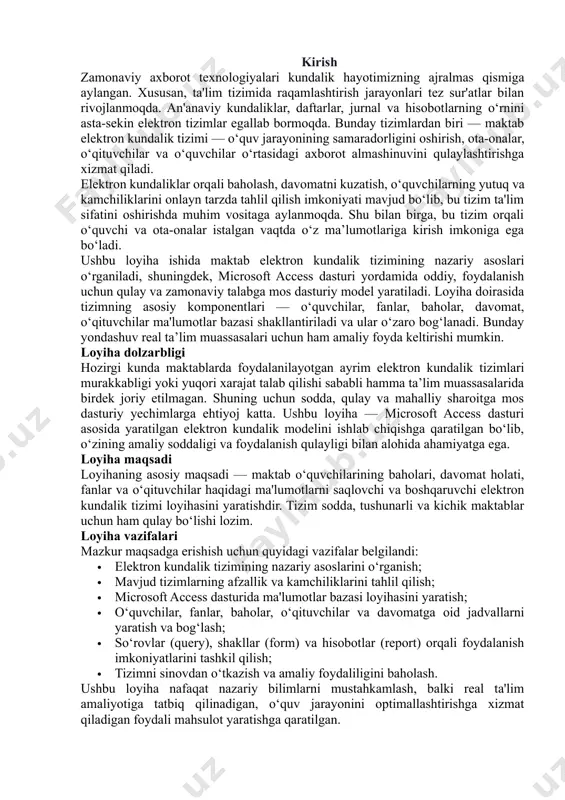 an bir vaqtda, ta’limda o’quv vositalaridan foydalanish o’zlashtirishni osonlashtirib, qiziqarlilik jihatini oshirmoqda. elektron ta’lim texnologiyasining rivoji elektron o’qitish tizimida ta’lim strategiyasining tuzilishi va har bir o’quvchi uchun o’quv materiallarini yakka tartibda taqdim etish kabi imkoniyatlarni bermoqda. shunga muvofiq ishlab chiqarishga sarf-xarajatlar, doimiy talablarning o’sishi va elektron ta’lim tizimini amalga oshirishda zaruriy baholash va boshqarish sifatlari shakllandi. hozirgi avtomatlashtirilgan ta’lim tizimi sifatini baholash uslublari o’qish jarayoni natijalari nuqtai nazaridan, o’qitish tizimlarini baholashga, shuningdek, ushbu uslublar umumiy bo’lib, paydo bo’lgan va elektron ta’lim tizimi hayot siklining turli bosqichlari sifatini boshqarishga yetarli darajada imkon bermaydi. shu sababli ham elektron ta’lim tizimi sifatini baholash mezonlari va usullari o’qitish jarayoni sifatini boshqarishni amalga oshirishga imkon beruvchi, joriy etish va foydalanish bosqichlarini ishlab chiqish zarur. o’qitishning barcha xususiyatlari mujassamlangan ishlanmaning uslubi va o’rganilayotgan fan bo’yicha o’quvchilarning o’zlashtirgan bilimlarini baholashda darajalarga ajratish tizimining ishlashi hamda o’lchov xususiyatlarini aniqlashtirish zarurati yuzaga keladi. mazkur qoidalar birinchi navbatda, tizim bilan …