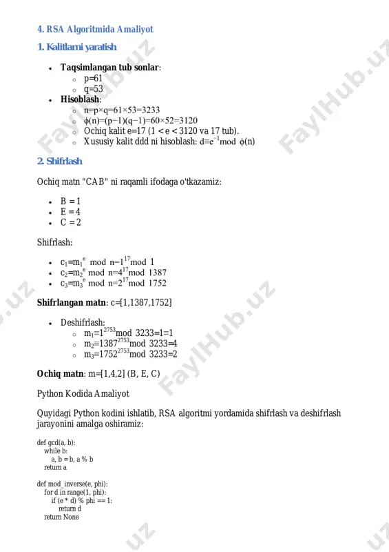 klassik shifrlash algoritmlarini ishlash tartibi (rsa) - Page 3