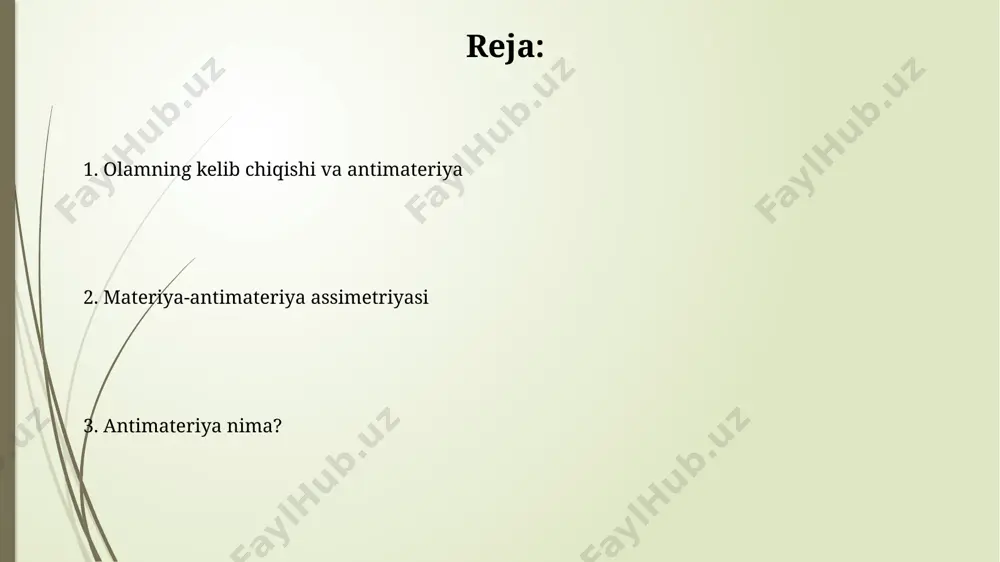 ³⁶ soniyadan so'ng, fiziklarning taxminlariga ko'ra, antimodda va moddaning asimmetriyasi yuzaga kelgan, bu jarayon yer va butun koinotning shakllanishiga ta'sir ko'rsatgan. baryon soni va lepton soni baryon va lepton sonlarining saqlanish qonunlari lokal emas va katta energiya darajalarida buzilishi mumkin, bu esa kosmik nurlanishda kuzatilgan ba'zi hodisalarni tushuntirishda yordam beradi, masalan, proton parchalanishi. baryogenez jarayonida, big bangdan keyin bir necha soniyalarda, baryonlar sonining leptonlar soniga nisbati 10 -10 ga teng bo'lgan, bu asimmetriya hozirgi koinotdagi moddaning ustunligini tushuntiradi. cern kabi laboratoriyalarda bu nisbatni aniqlash bo'yicha tadqiqotlar olib borilmoqda. antimoddaning qo'llanilishi antimodda, kosmik tadqiqotlarda, masalan, nasaning 2011-yilda ishga tushirilgan ams-02 (alfa magnit spektrometri) eksperimentida, kosmik nurlardagi antimateriyaning miqdorini aniqlash va uning kelib chiqishini tushunish maqsadida qo'llanilgan. antimodda, pet (pozitron emissiya tomografiyasi) skanerlarida, masalan, saraton hujayralarini aniqlash uchun 511 kev energiyaga ega gamma-nurli fotonlar hosil qilishda qo'llaniladi va bu texnologiya butun dunyo bo'ylab, shu jumladan aqsh va yevropa mamlakatlarida keng tarqalgan. kelajak …