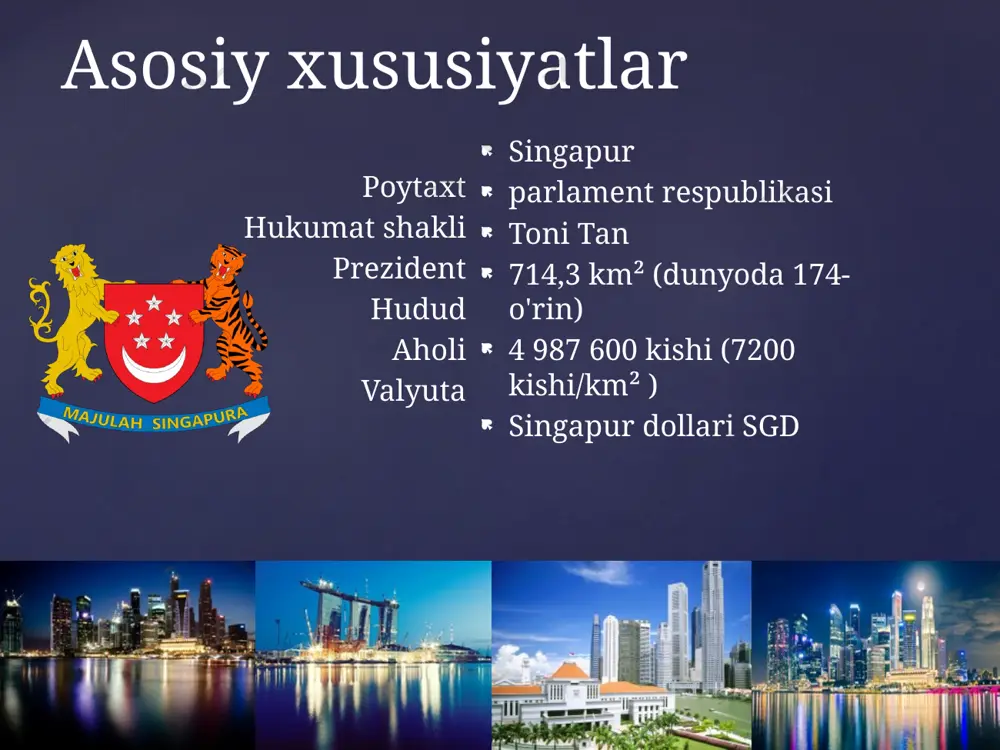 . dastur tufayli hukumat banklarning ehtimoliy yo'qotishlarini 5 million s dollarigacha bo'lgan kreditlar uchun 80 foiz , savdo biznesini rivojlantirish uchun berilgan kreditlar uchun esa 75 foizgacha qoplaydi . singapur valyuta organi m alaysk. penguasa kevangan singapura - singapur markaziy banki va hukumat moliyaviy regulyatori . prezident (rais) - keting chok tong markaziy bank 2010-yil noyabr holatiga koʻra singapurda 121 ta tijorat banklari faoliyat koʻrsatmoqda, ulardan 7 tasi mahalliy va 114 tasi xorijiy. xorijiy banklar, o‘z navbatida, to‘liq xizmatlar ko‘rsatuvchi 26 ta bank, 50 ta ulgurji bank va 38 ta offshor banklar bilan ifodalanadi. sektorida 46 ta savdo banklari ham mavjud . singapurdagi banklar 2022 yilda singapurdan eng yaxshi eksport yoʻnalishlari: xitoy ulushi 12,4% (63 milliard aqsh dollari) gonkong ulushi 11,2% (57 mlrd aqsh dollari) 10% ulushi bilan malayziya (51 milliard aqsh dollari) aqsh ulushi 8,79% (45 mlrd. aqsh dollari) indoneziya ulushi 7,22% (37 mlrd aqsh dollari) boshqa osiyo mamlakatlari …