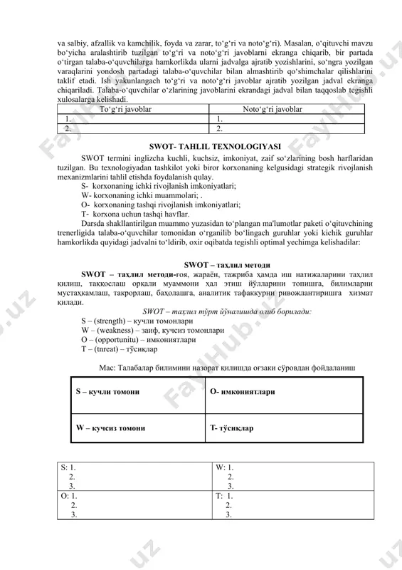 batda talabaning bilish faoliyati (olgan bilimi) uni bilish faoliyatining yangi pog’onasiga, ya’ni bu bilish faoliyatining faollashuv jarayoniga ko’tarishi kerak. shundagina bilim ko’nikmaga, ko’nikma esa malakaga aylanadi. talabalar bilish faoliyatining faollashuvi qator printsiplarga tayanadi: fanni o’rganishga qiziqtirish, tayanch iboralarga asoslanish, muammoli metodlarni qo’llash, mustaqil ishlarni tashkil etish, yalpi va yakka ishlarni tashkillashtirish, ko’rgazmali va texnik vositalardan foydalanish, ta’lim mazmunini turmush bilan bog’lash, fanlararo aloqadorlikni o’rnatish va hokazo. bundan esa, ta’lim jarayonida o’qituvchi rioya qilishi kerak bo’ladigan asosiy printsiplar kelib chiqadi: - talabada o’z kuchiga ishonish hissiyotini uyg’otish; - talabada o’z vaqtida kerakli yordam berish. talabalarning fanlarga oid tanqidiy fikrini bilish maqsadida quyidagi varaqalar tarqatilgan: -ma’ruzani eshitib yozib bordim, lekin o’zlashtirilayotgan material mohiyatini bir davrning o’zida to’liq tushunib yetmadim. -oliy ta’limning mazmuni va shakli o’rta maktabnikidan nimasi bilandir farq qiladi. -ilmiy tushunchalar, atamalar va ta’riflardan foydalanishda qiyinchiliklarni his qilaman. -ma’ruza va seminar mashg’ulotlarining mohiyatini tushuna olmayman. -nazariy bilimlar bilan amaliyot o’rtasida birmuncha …