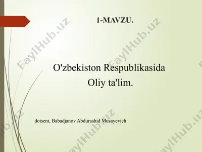o'zbekiston respublikasida oliy ta'lim — PPTX