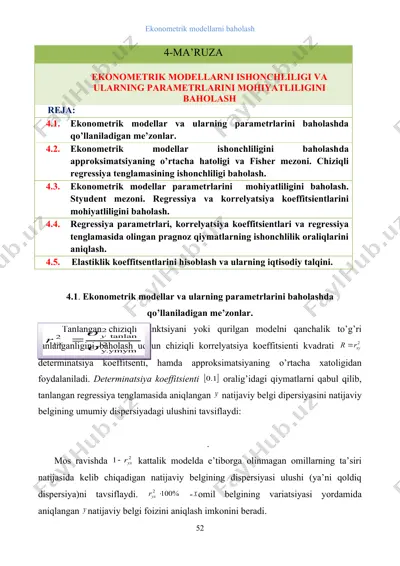 ekonometrik modellarni baholash — DOC