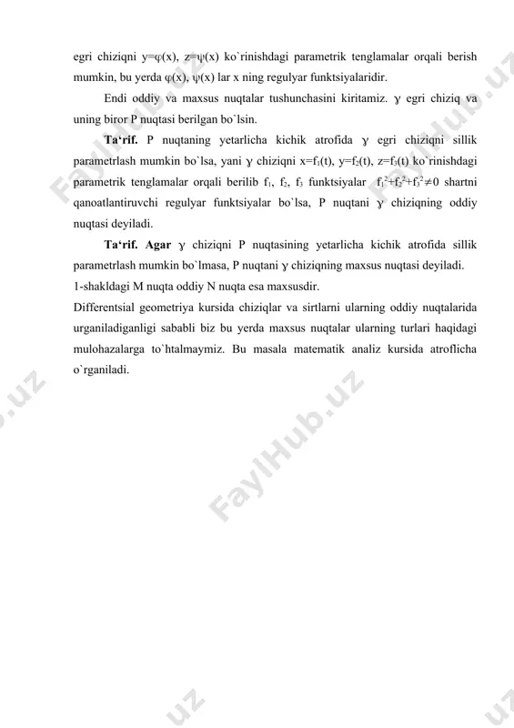 differentsial geometriya predmeti. elementar chiziqlar va ularning berilish usullari - Page 5