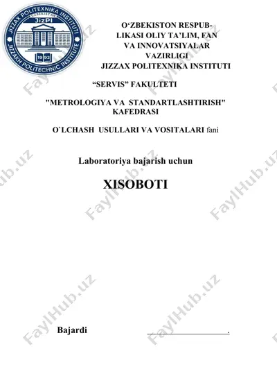 o‘lchash usullari va vositalari fani — DOC