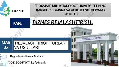 rejalashtirish turlari va usullari — PPTX