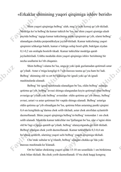 erkaklar shimining yuqori qirqimiga ishlov berish — DOC