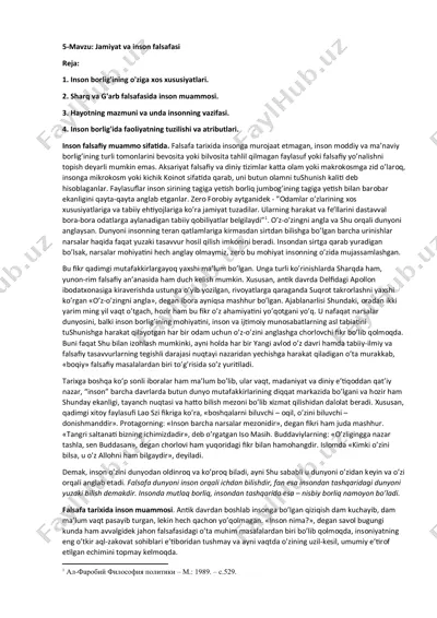 inson borlig'ining o'ziga xos xususiyatlari — DOCX