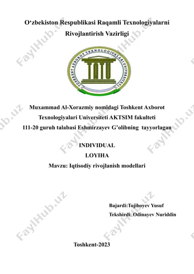 iqtisodiy rivojlanish modellari — DOCX