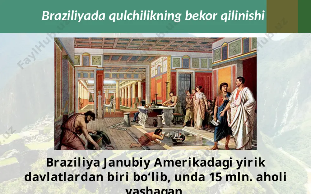 alvador va nikaragua 1895-1896-yillarda yagona davlat - buyuk markaziy amerika respublikasiga birlashdilar. 1914-yil avgustida panama kanali ochilgach, kanal zonasida amerika gubernatori o‘ziga bo‘ysunadigan yirik harbiy kuchlar bilan markaziy amerika mamlakatlariga xavf solib turdi. panama kanali savol va topshiriqlar 1. braziliyada qulchilik qay tariqa barham topdi? 2. braziliyada respublika tuzumining o‘rnatilishi haqida so‘zlab bering. 3. argentina hukumati mamlakatni og‘ir iqtisodiy holatdan olib chiqish uchun qanday choralar ko‘rdi? 4. markaziy amerika davlatlari taraqqiyotiga xos asosiy ichki xususiyatlarni qayd eting. image2.jpg image3.jpeg image4.jpeg image5.jpeg image6.jpeg image7.jpeg image8.jpeg image9.jpeg image10.jpeg image11.png image12.jpeg image13.jpeg image14.jpeg image15.gif image16.jpeg image1.jpg /docprops/thumbnail.jpeg