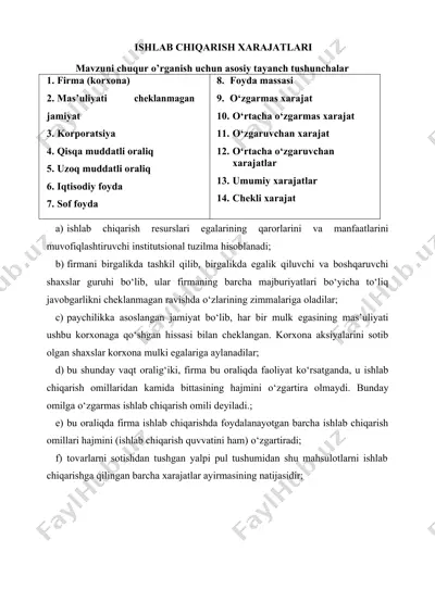 ishlab chiqarish xarajatlari — DOCX