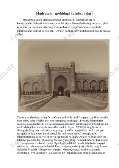 qo‘qon xonligi saroy kutubxonasi — DOCX