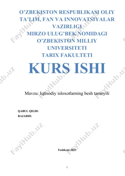 iqtisodiy islohotlarning besh tamoyili — DOCX