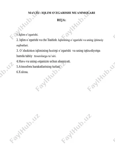 iqlim o'zgarishi muammolari — PDF