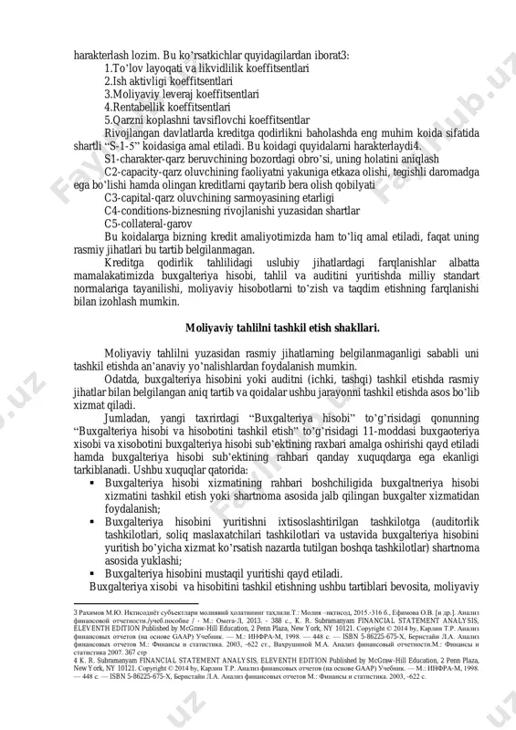 nd to’lash koeffitseti; debitorlik majburiyatining kamayish koeffitsenti. 2. samaradorlikning qo’shimcha ko’rsatkichlari: asosiy vositalarning eskirish koeffitsienti; asosiy vositalarni yangilash koeffitsienti; mehnat unumdorligi; fond qaytimi; ishlab chiqarish quvvatlaridan foydalanish koeffitsienti; energiya samaradorligi (mahsulot qiymati tarkibida energiya xarajati ulushi); sotilgan mahsulot tarkibida innovatsion mahsulotning ulushi; innovatsion faoliyatga xarajatlarning jami xarajatlar tarkibidagi salmog’i; xodimlarni o’qitish xarajatlari salmog’i; kadrlar qo’nimsizligi koeffitsienti; rejalashtirilgan investitsiya dasturining bajarilish darajasi; quvvatlarni ishga tushirish koeffitsenti; rejalashtirilgan eksport hajmining bajarilishi. xo’jalik yurituvchi sub’ektning iqtisodiy nochorligini baholash, xo’jalik yurituvchi sub’ektlarni bonkrot (iktisodiy nochor) deb e’lon qilish va ularni tugatish shartlari davlat nomidan ish ko’ruvchi organlar tomonidan qat’iy belgilangan tartibda amalga oshiriladi. bunday vakolatga o’zbekiston respublikasi iqtisodiyot vazirligi xuzuridagi iqtisodiy nochor korxonalar ishlari ko’mitasi ega.1. xo’jalik yurituvchi sub’ektlari raqobatda sinmasligi uchun quyidagilarga amal qilishlari lozim: -mavjud mablag’larini to’g’ri joylashtirish va boshqarish; -ijobiy faoliyat natijaviyligiga erisha borish; -debitor qarzlarni ko’paytirmaslik yo’llarini topish, mavjud debitor qarzlarni muddatida qaytarish chora tadbirlarini ko’rish; -kreditor qarz majburiyatlarini to’lov …