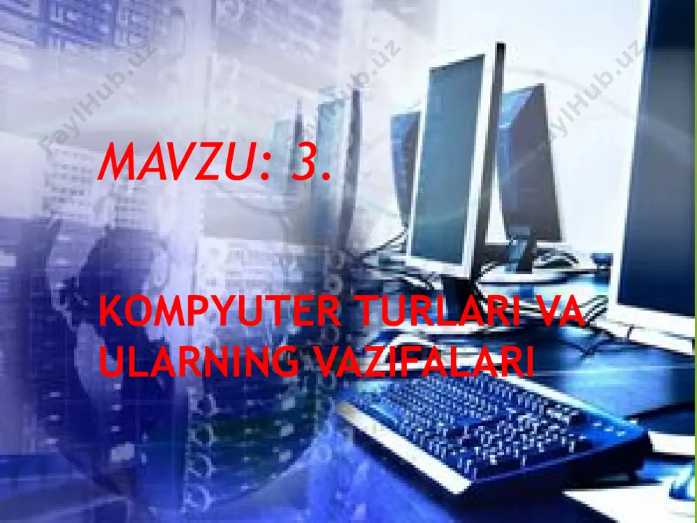 avlodlarida mikroelektron va biosxemalardan foydalanildi; ularning hajmi kitob kattaligidek hajmga kichraydi, massasi esa 3,5 kg gacha kamaydi. 1981-yil ibm shirkati shaxsiy kompyuterning yanada takomillashgan modellarini ishlab chikara boshladi. keyinchalik boshka firmalar ibm bilan pc biriktirilgan kompyuterni, apple shirkati esa macintosh (talaffuzi: „makintosh“) yoki oddiygina „maki“ deb ataladigan kompyuterni yaratishdi. 21-asr boshlarida dunyoda oʻnlab million shaxsiy kompyuterlar, 1 millionga yaqin ehm (shu jumladan, bir necha oʻn superevm) boʻlgan xulosa foydalanilgan adabiyotlar roʻyxati.oʻzbekiston milliy ensiklopediyasi. birinchi jild. toshkent, 2000-yil. etiboringiz uchun rahmat!!! image1.jpeg image2.jpeg image3.jpeg image4.png image5.jpeg image6.jpeg image7.jpeg image8.png image9.jpeg image10.jpeg image11.jpeg image12.jpeg image21.jpeg image13.jpeg image14.jpeg image15.jpeg image16.jpeg image17.jpeg image18.jpeg image19.jpeg image20.jpeg image22.jpeg image23.jpeg image24.jpeg image25.jpeg
