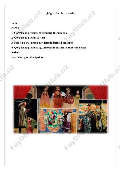 qo‘g‘irchoq teatri turlari — DOCX
