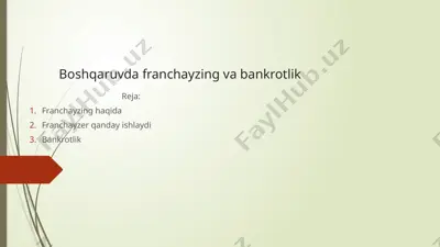franchayzing va bankrotlik — PPTX