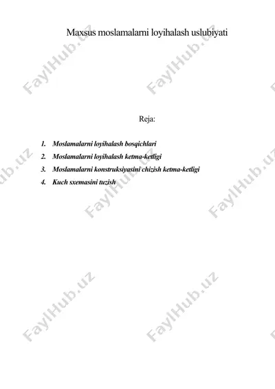 maxsus moslamalarni loyihalash uslubiyati — DOC