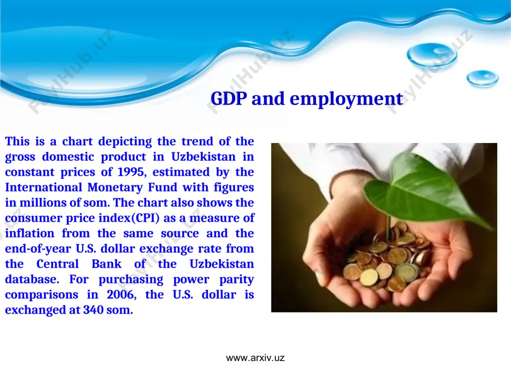 w.arxiv.uz www.arxiv.uz the minimum wage, public-sector wages, and old-age pensions are routinely raised twice a year to ensure that base income is not eroded by inflation. although no statistics are published on average wages in uzbekistan, pensions as a proxy for the average wage increased significantly between 1995 and 2006, both in real terms and in u.s. dollars. the monthly old-age pension increased in real (cpi-adjusted) sums by almost a factor of 5 between 1995 and 2006.the monthly pension in u.s. dollars was around $20–$25 until 2000, then dropped to $15–$20 between 2001 and 2004, and now is $64. the minimum wage was raised to $34.31 in november 2011.[8] assuming that the average wages in the country are at a level of 3-4 times the monthly pension, we estimate the wages in 2006 at $100–$250 per month, or $3–$8 per day. www.arxiv.uz www.arxiv.uz according to the forecast by the asian …