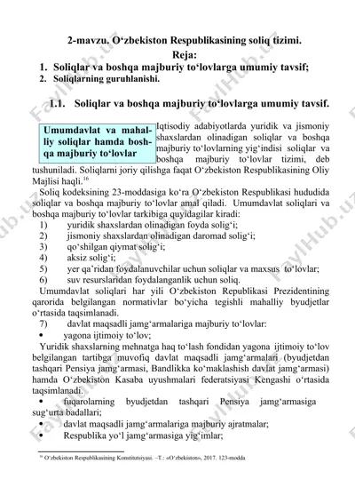 o‘zbekiston respublikasining soliq tizimi — DOC