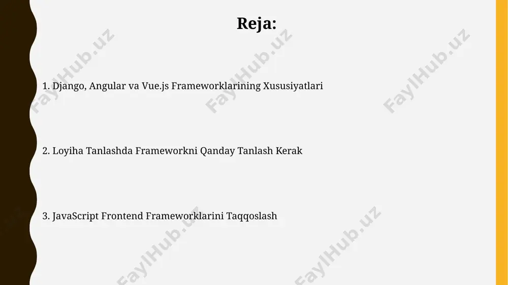 yaratishni tezlashtiradi. django-ning komponentlari bilan react yoki vue.js kabi zamonaviy frontend frameworklarini birgalikda qo'llash orqali 5 dan 10 baravar tezroq va dinamik veb-ilovalar yaratish mumkin. vue.js umumiy ko'rinishi vueni o'rganish nisbatan oson, uning hujjatlari ingliz tilida yaxshi tuzilgan va ko'plab onlayn resurslar, masalan, udemy va coursera kabi platformalarda mavjud. vue.js komponentlarga asoslangan arxitekturaga ega bo'lib, bu katta loyihalarni 1000 dan ortiq komponentlar bilan samarali boshqarish imkonini beradi. uchtala frameworkni taqqoslash: o'rganish egrisi angular, o'rganish egri chizig'i jihatidan, vue.js ga qaraganda murakkabroq, taxminan 20% ko'proq vaqt talab qiladi, ayniqsa, katta loyihalarda, masalan, 50000 satrlik kodli dasturda toshkentdagi dasturchilar uchun. django, asosan backend framework bo'lsa-da, uning frontend bilan integratsiyasi uchun react yoki vue.js kabi ramkalar bilan birgalikda ishlatilishi 15% ga yaqin qo'shimcha vaqt talab qilishi mumkin, xususan, farg'onada joylashgan kompaniyalar uchun. kirish javascript frontend ramkalari, jumladan, django (aslida backend ramka bo'lsa-da, ba'zi hollarda frontend bilan ham ishlatiladi), angular va vue.js larni tahlil …