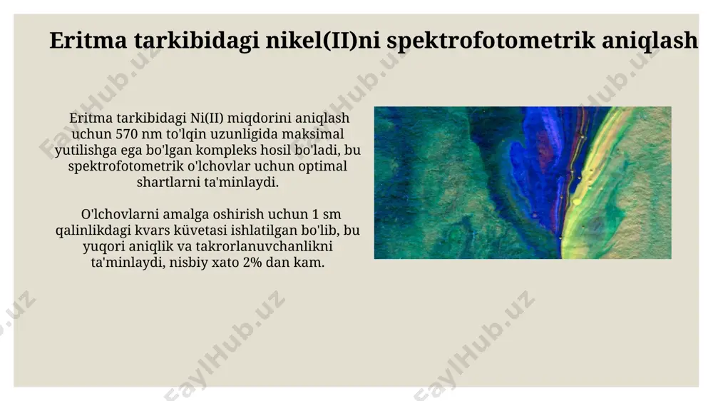 eritma tarkibidagi nikel(||) miqdorini spektrofotometrik aniqlash - Page 4