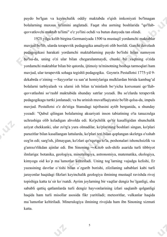 son tabiatining o'ta tanazzulga uchrashiga olib keladigan ahvolda edi. ko'pchilik qo'tir kasalligidan shunchalik aziyat chekkanki, ular zo'rg'a yura olmadilar, ko'plarining boshlari singan, ko'plari parazitlar bilan kasallangan lattalarda, ko'plari teri bilan qoplangan skeletga o'xshab ozg'in edi; sarg'ish, jilmaygan, ko'zlari qo'rquvga to'la, peshonalari ishonchsizlik va g'amxo'rlikdan ajinlar edi. ibn sinoning ―kitob ush-shifo asarida turli tibbiyot ilmlariga: botanika, geologiya, mineralogiya, astronomiya, matematika, ekologiya, kimyoga oid ko`p ma`lumotlar keltiriladi. uning tog`larning vujudga kelishi, er yuzasining davrlar o`tishi bilan o`zgarib borishi, zilzilaning sabablari kabi turli jarayonlar haqidagi fikrlari keyinchalik geologiya ilmining mustaqil ravishda rivoj topishiga katta ta`sir ko`rsatdi. ayrim joylarning bir vaqtlar dengiz bo`lganligi, shu sababli qattiq qatlamlarda turli dengiz hayvonlarining izlari saqlanib qolganligi haqida ham turli misollar asosida fikr yuritiladi; meteoritlar, vulkanlar haqida ma`lumotlar keltiriladi. mineralogiya ilmining rivojida ham ibn sinoning xizmati katta. u minerallarni 4 guruhga – ya`ni toshlar, eriydigan jismlar, yonuvchi jismlar, tuzlarga ajratadi. kimyoda ham ibn sino zamonasining bilimlarini umumlashtirishga harakat …