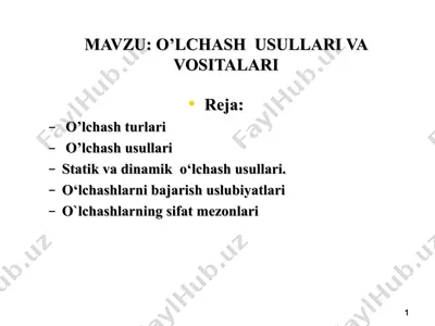 o’lchash usullari — PPT