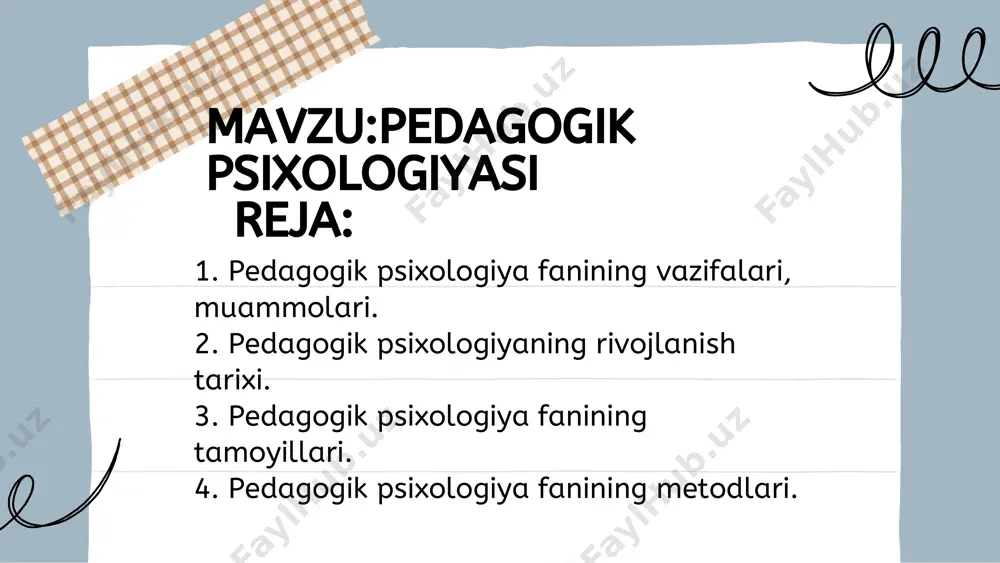 q qilish; 3) aqliy taraqqiyotning ishonchli ko‘rsatkichlarini aniqlash; 4) ta’lim jarayonida aqliy taraqqiyotning samarali bo‘lish sha- roitlarini o‘rganish; 5) pedagog va o‘quvchilar o‘rtasidagi, o‘quvchilar va 0‘quvchi- lar o‘rtasidagi o'zaro munosabat xususiyatlarini o‘rganish; 6) o‘quvchilarga individual yondashish bilan bogliq bolgan masalalarni o‘rganish. 7) pedagogik faoliyatni amalga oshirishning psixologik qo- nuniyatlarini o‘rganish. 30-yillarning o‘rtalariga kelib psixologiya fanining asosiy tamo- yillari: determinizm tamoyili, ong va faoliyatning birligi tamoyi- li, psixikaning faoliyatda rivojlanishi tamoyili aniq ifodalab berildi. determinizm tamoyili psixikaning turmush tarzi bilan belgi- lanishini va turmush tarzi o‘zgarishiga qarab o‘zgarishini angla- tadi. agar hayvonlar psixikasi haqida gapiriladigan bo‘lsa, u hol- da bu psixikaning rivojlanishi biologik qonun tarzidagi tabiiy tanlash bilan belgilanadi. 1. aniqlovchi eksperiment. 2. shakllantiruvchi eksperiment. 3. nazorat eksperimentlari. pedagogik psixologiyada umumiy va yosh psixologiyada foyda- lanilgan metodlar qollaniladi. ular: kuzatish, yozma va og‘zaki savolnomalar, eksperiment va boshqalar. lekin ular bolalarning yoshi, psixologik va pedagogik muammolariga bogliq ravishda qollaniladi. ta’lim metodlari turlicha …