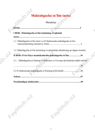 maktabgacha ta’lim tarixi — DOCX