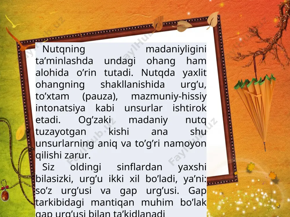 nutq texnikasida urg’u va to’xtam (pauza) 11-sinf - Page 5